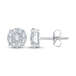 Multi-Diamond Stud Earrings 1/2 ct tw 10K White Gold