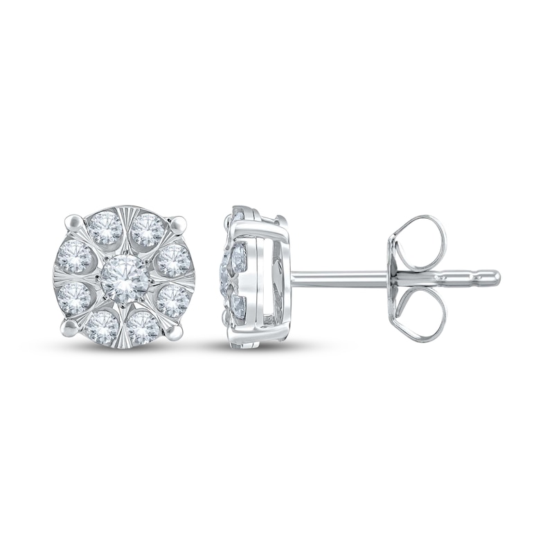 Main Image 1 of Multi-Diamond Stud Earrings 1/2 ct tw 10K White Gold