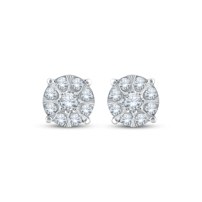 Main Image 2 of Multi-Diamond Stud Earrings 1/2 ct tw 10K White Gold