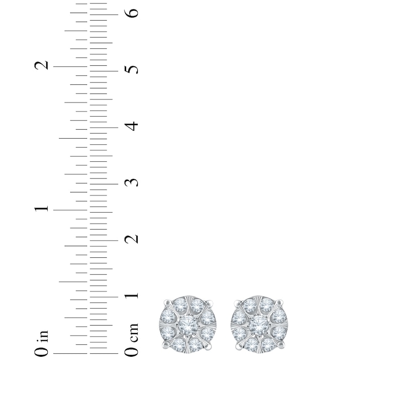 Main Image 3 of Multi-Diamond Stud Earrings 1/2 ct tw 10K White Gold