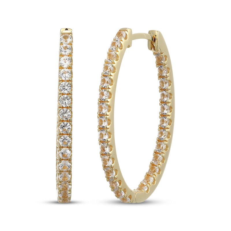 Main Image 1 of White Lab-Created Sapphire Inside-Out Hoop Earrings 18K Yellow Gold-Plated Sterling Silver