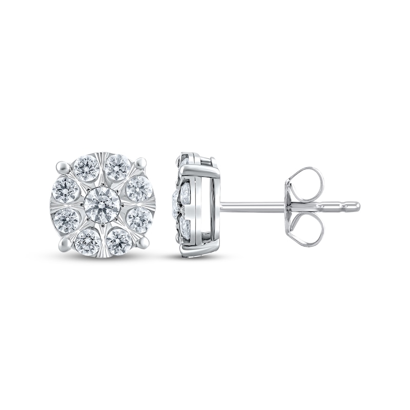 Main Image 1 of Multi-Diamond Stud Earrings 1 ct tw 10K White Gold