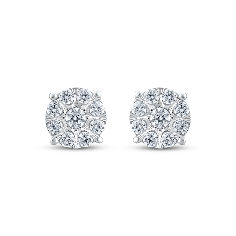 Main Image 2 of Multi-Diamond Stud Earrings 1 ct tw 10K White Gold