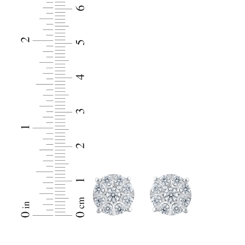 Main Image 3 of Multi-Diamond Stud Earrings 1 ct tw 10K White Gold