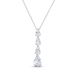 Pear-Shaped Diamond Four-Stone Drop Necklace 1 ct tw 14K White Gold 18&quot;