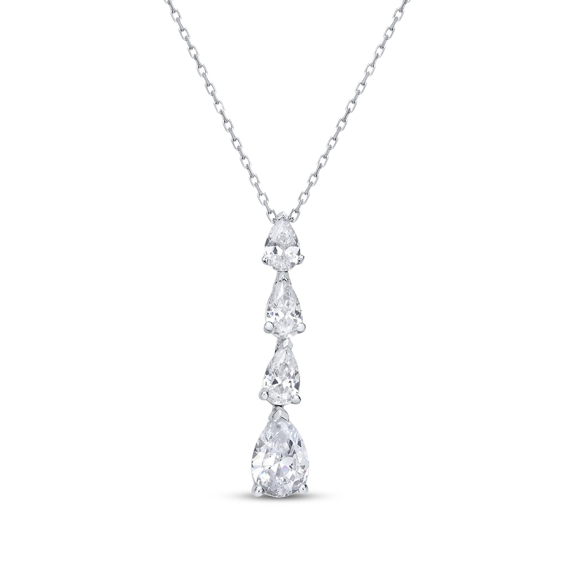 Main Image 1 of Pear-Shaped Diamond Four-Stone Drop Necklace 1 ct tw 14K White Gold 18&quot;