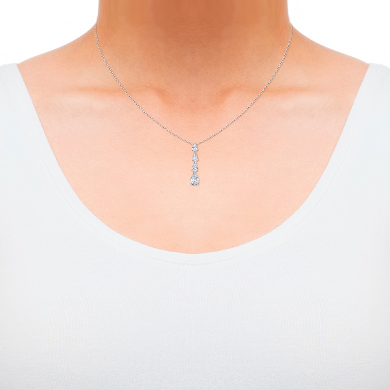 Main Image 4 of Pear-Shaped Diamond Four-Stone Drop Necklace 1 ct tw 14K White Gold 18&quot;