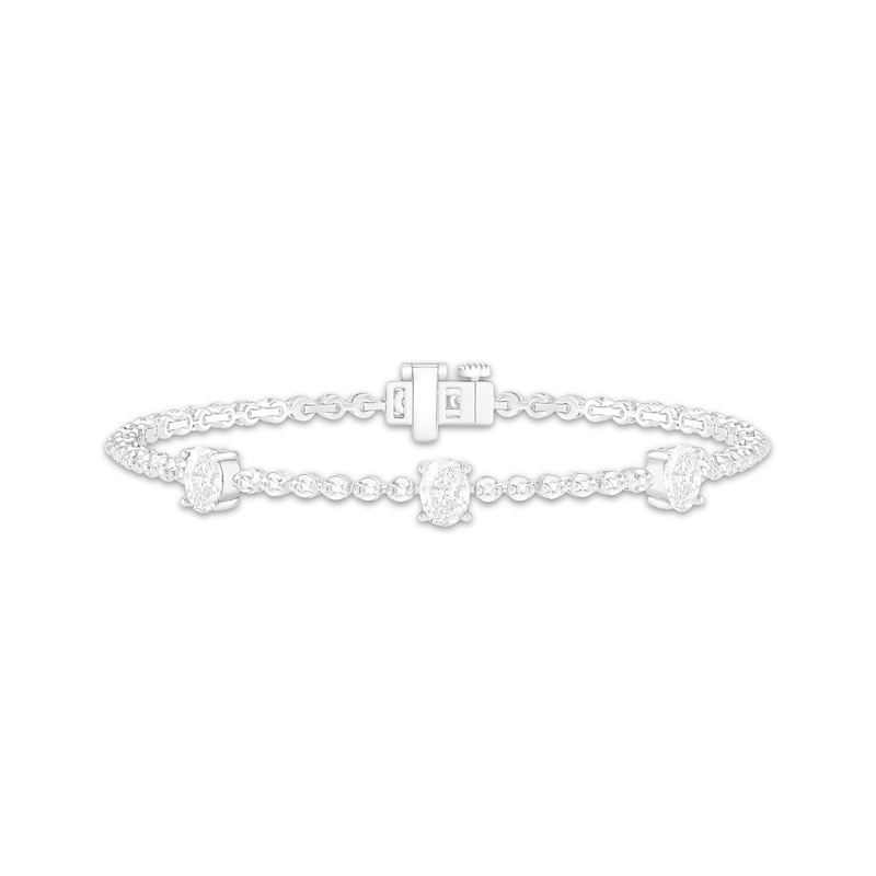 Main Image 1 of Oval-Cut Diamond Station Bracelet 2 ct tw 14K White Gold 7&quot;