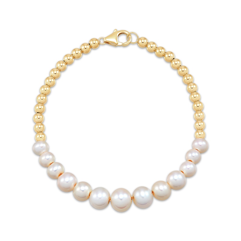 Main Image 2 of Cultured Pearl & Bead Bracelet 14K Yellow Gold 7.25&quot;