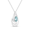 Thumbnail Image 2 of Pear-Shaped Oceanic Blue Topaz & White Lab-Created Sapphire Drop Necklace Sterling Silver 18&quot;