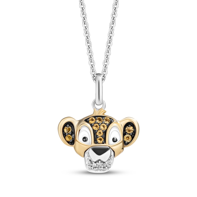 Main Image 1 of Disney Treasures The Lion King &quot;Simba&quot; Citrine & Diamond Accent Necklace Sterling Silver & 10K Yellow Gold 19&quot;