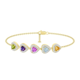 Birthstone Family & Mother's Hearts Bracelet (1-5 Stones)