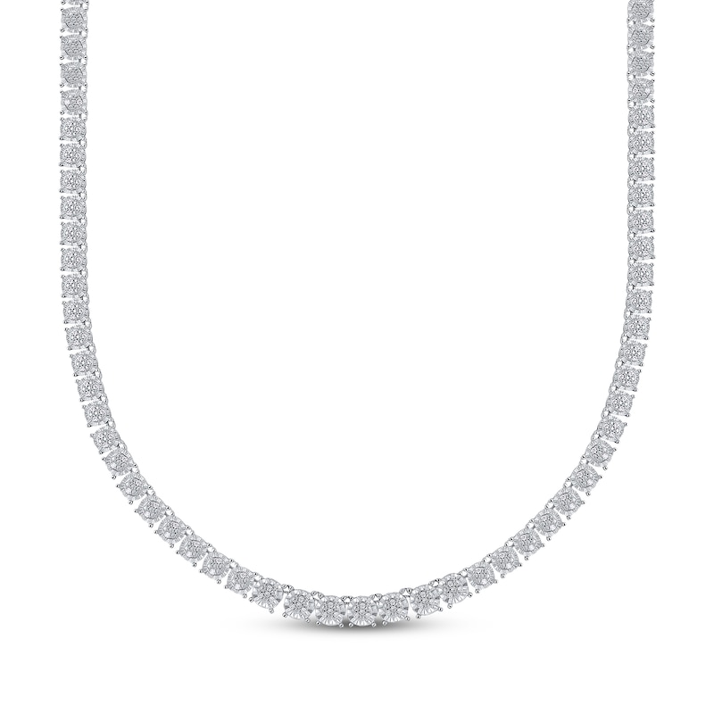 Main Image 1 of Multi-Diamond Tennis Necklace 1 ct tw Sterling Silver 17&quot;