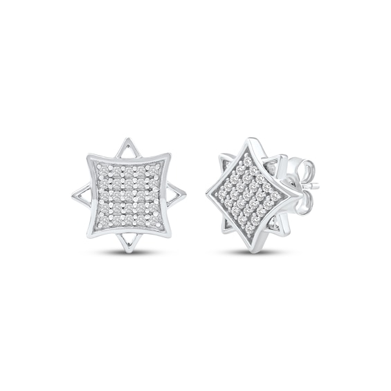 Multi-Diamond Eight-Point Star Stud Earrings 1/4 ct tw 10K White Gold