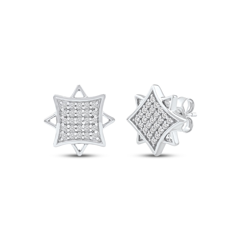 Main Image 1 of Multi-Diamond Eight-Point Star Stud Earrings 1/4 ct tw 10K White Gold