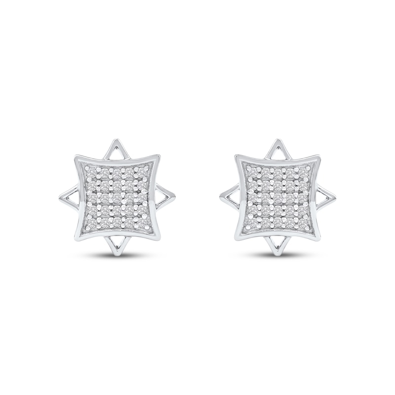 Main Image 2 of Multi-Diamond Eight-Point Star Stud Earrings 1/4 ct tw 10K White Gold