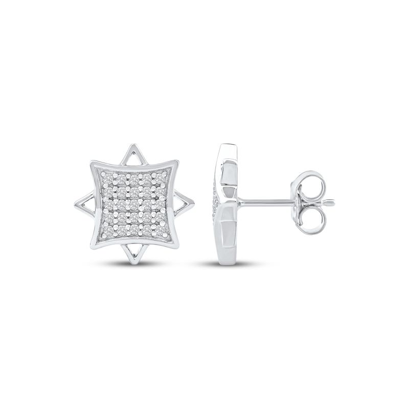 Main Image 3 of Multi-Diamond Eight-Point Star Stud Earrings 1/4 ct tw 10K White Gold