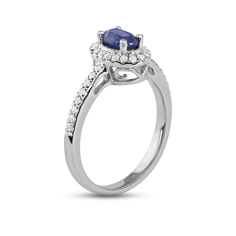 Main Image 2 of Blue Sapphire & Diamond Ring 1/5 ct tw 10K White Gold