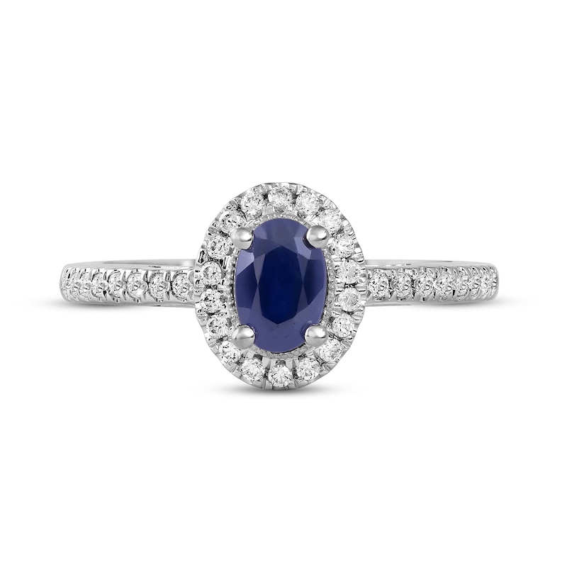 Main Image 3 of Blue Sapphire & Diamond Ring 1/5 ct tw 10K White Gold