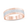 Thumbnail Image 1 of Men's Diamond Two-Row Sandblasted Wedding Band 1/2 ct tw 10K Rose Gold