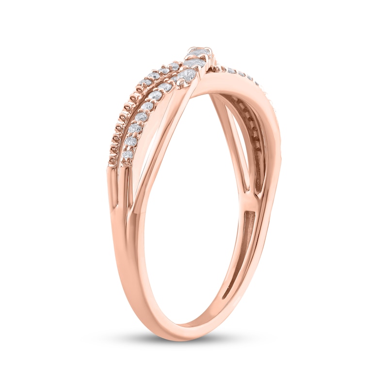 Main Image 2 of Diamond Three-Row Crossover Ring 1/4 ct tw 10K Rose Gold