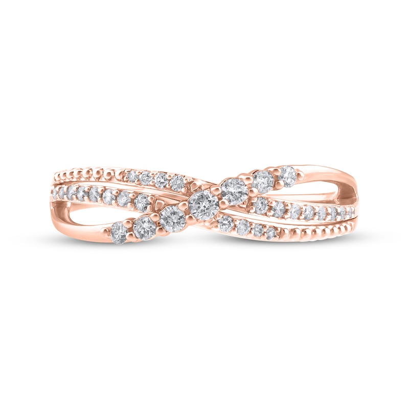 Main Image 3 of Diamond Three-Row Crossover Ring 1/4 ct tw 10K Rose Gold