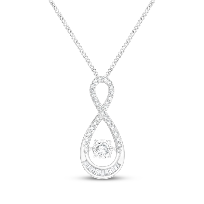 Main Image 1 of Unstoppable Love Round & Baguette-Cut Diamond Infinity Necklace 1/2 ct tw 10K White Gold 19&quot;