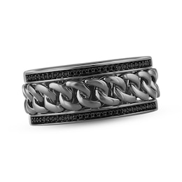 Ink & Ice Men's Black Diamond Chain Link Ring 1/5 ct tw Black Rhodium-Plated Sterling Silver