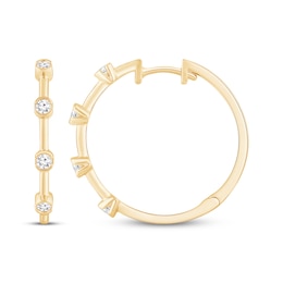 Diamond Station Hoop Earrings 1/3 ct tw 10K Yellow Gold