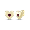 Thumbnail Image 1 of Lab-Created Ruby Bezel-Set Heart Stud Earrings 10K Yellow Gold