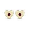 Thumbnail Image 2 of Lab-Created Ruby Bezel-Set Heart Stud Earrings 10K Yellow Gold