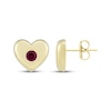 Thumbnail Image 3 of Lab-Created Ruby Bezel-Set Heart Stud Earrings 10K Yellow Gold