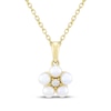 Thumbnail Image 1 of Cultured Pearl & Diamond Accent Flower Necklace 10K Yellow Gold 18&quot;