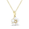 Thumbnail Image 2 of Cultured Pearl & Diamond Accent Flower Necklace 10K Yellow Gold 18&quot;