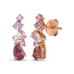 Le Vian Pretty in Amethyst, Pink Tourmaline, Morganite & Pink Sapphire Drop Earrings 14K Strawberry Gold