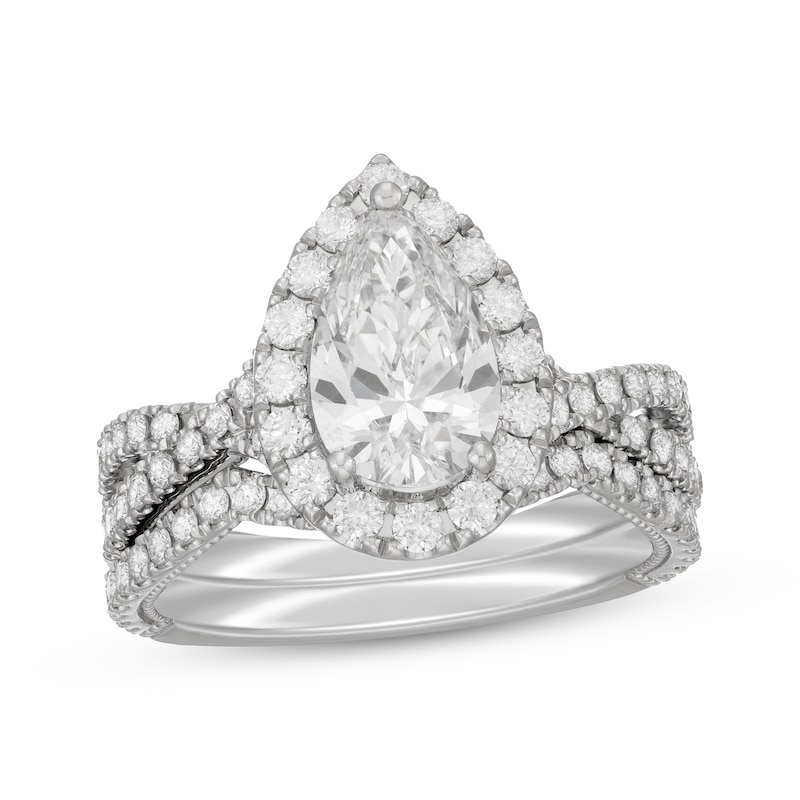 Main Image 1 of Neil Lane Artistry Pear-Shaped Lab-Grown Diamond Halo Bridal Set 2-1/2 ct tw 14K White Gold