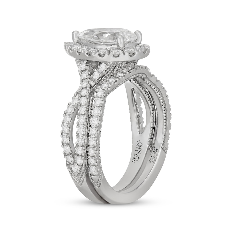 Main Image 2 of Neil Lane Artistry Pear-Shaped Lab-Grown Diamond Halo Bridal Set 2-1/2 ct tw 14K White Gold