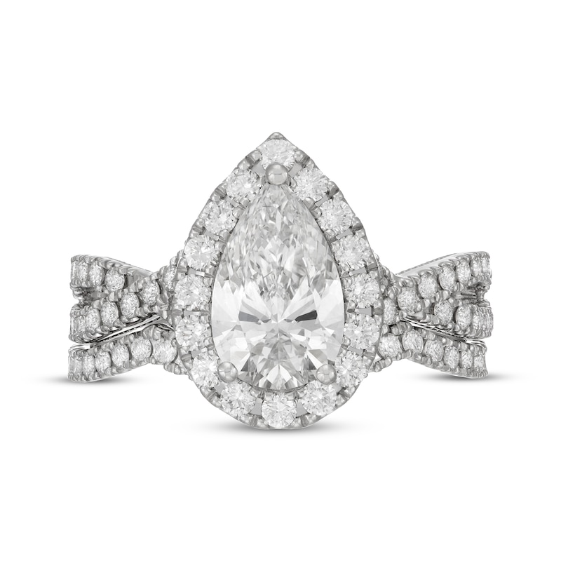 Main Image 3 of Neil Lane Artistry Pear-Shaped Lab-Grown Diamond Halo Bridal Set 2-1/2 ct tw 14K White Gold