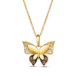 Le Vian Garden Party Diamond Butterfly Necklace 1/6 ct tw 14K Honey Gold 18&quot;