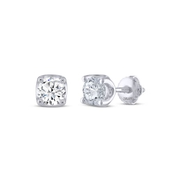 THE LEO Legacy Lab-Grown Diamond Round-Cut Solitaire Stud Earrings 1 ct tw 14K White Gold (F/VS2)