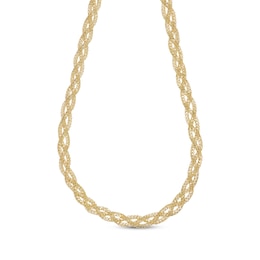 Braided Hollow Chain Necklace 14K Yellow Gold 17&quot;