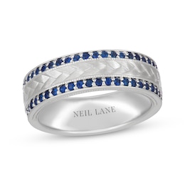 Neil Lane Men's Blue Sapphire Wedding Band 14K White Gold