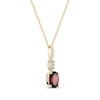 Thumbnail Image 2 of Oval-Cut Garnet & Diamond Drop Necklace 1/8 ct tw 10K Yellow Gold 18&quot;