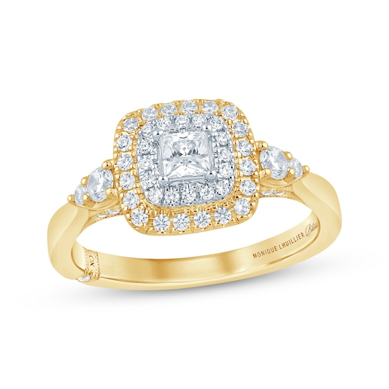 Monique Lhuillier Bliss Princess-Cut Diamond Engagement Ring 3/4 ct tw 18K Two-Tone Gold