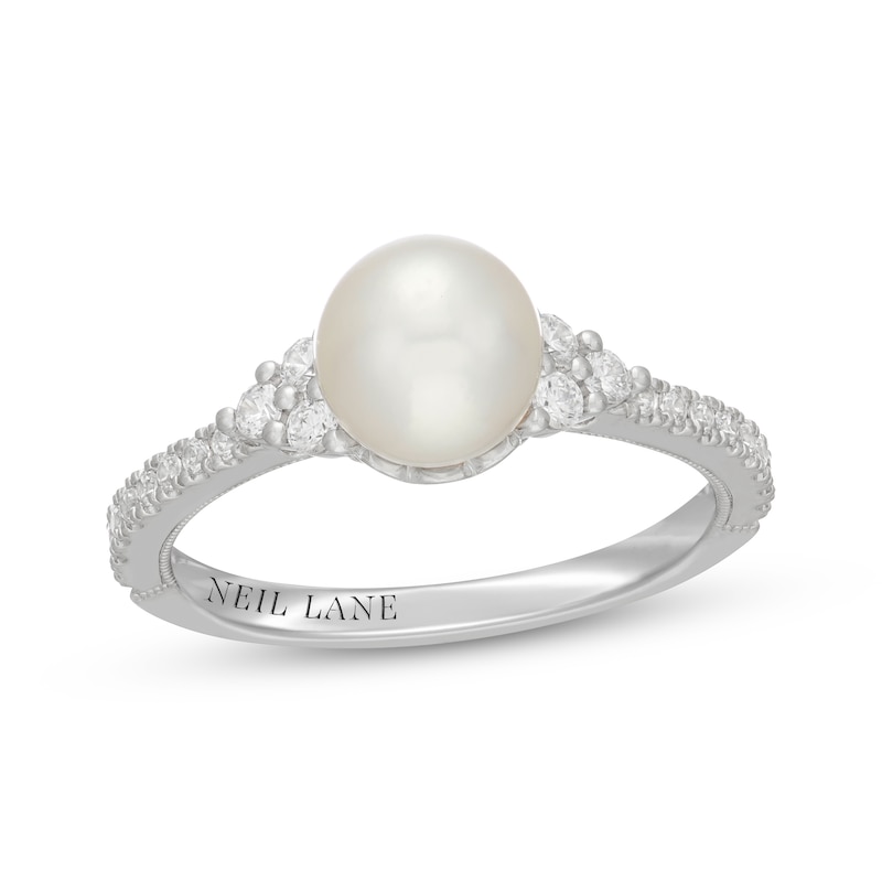 Main Image 1 of Neil Lane Cultured Akoya Pearl & Diamond Engagement Ring 1/3 ct tw 14K White Gold