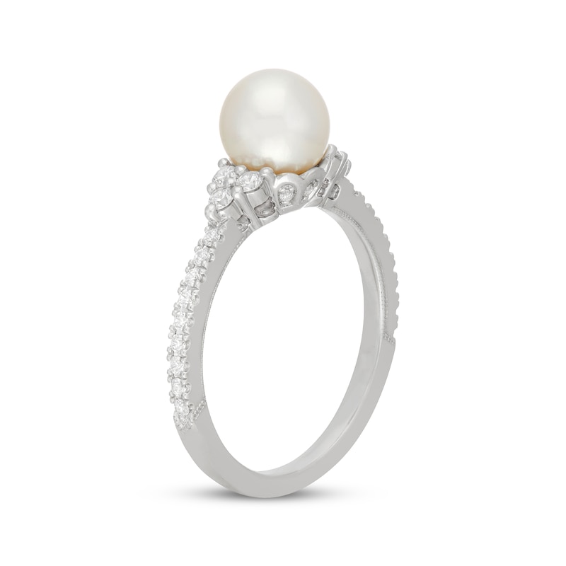 Main Image 2 of Neil Lane Cultured Akoya Pearl & Diamond Engagement Ring 1/3 ct tw 14K White Gold