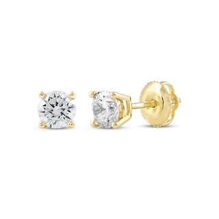 Men's Black & White Diamond Lion Stud Earrings 1/5 ct tw Round-cut 10K  Yellow Gold