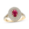 Thumbnail Image 1 of Greenland Rubies Collection Oval-Cut Natural Ruby & Lab-Grown Diamond Ring 5/8 ct tw 14K Yellow Gold