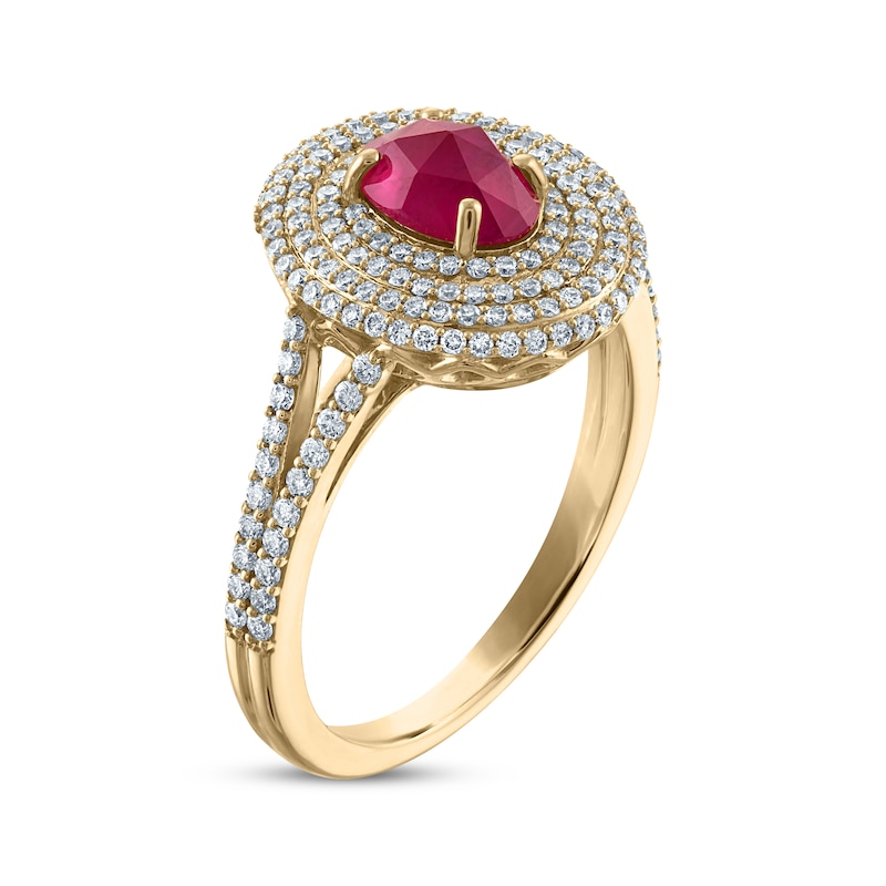 Main Image 2 of Greenland Rubies Collection Oval-Cut Natural Ruby & Lab-Grown Diamond Ring 5/8 ct tw 14K Yellow Gold