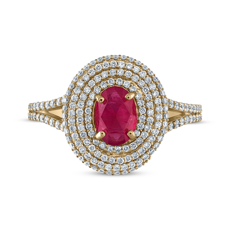 Greenland Rubies Collection Oval-Cut Natural Ruby & Lab-Created Diamond ...